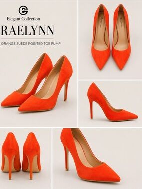 NWB - Elegant Collection - Raelynn - Orange Suede Pointed Toe Pump - 7.5 US